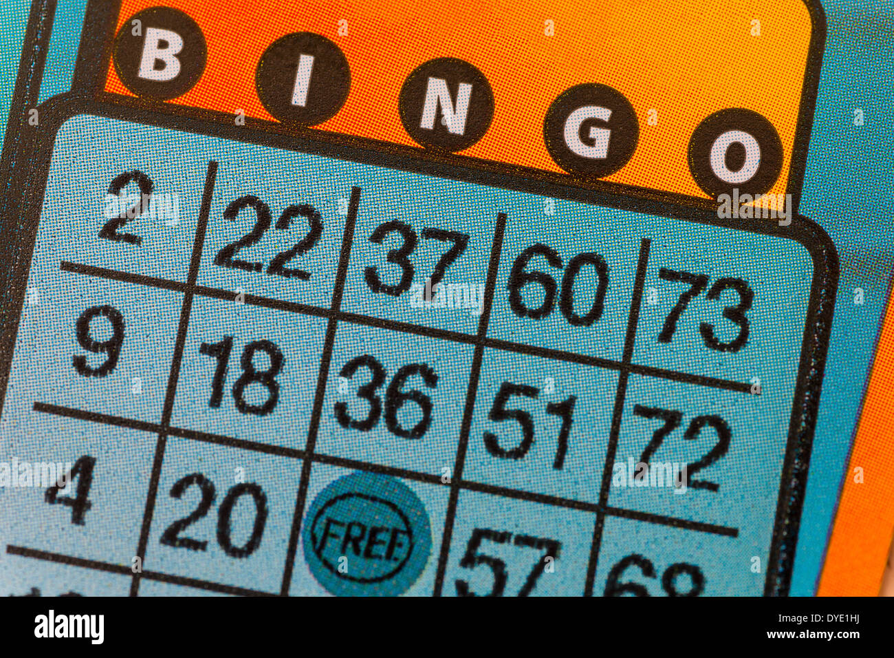 Detail der Bingo Lotterie Scratch Ticket. Stockfoto
