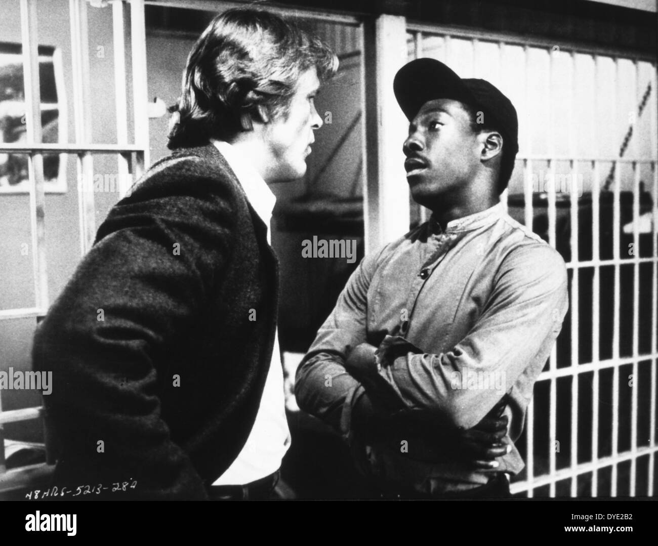 Eddie Murphy und Nick Nolte, am Set des Films, 48 Hrs. ", 1982 Stockfoto