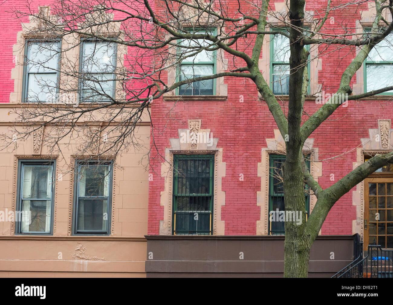 Architektonisches Detail auf '' Strivers Row', 138th Street, Harlem, New York City, Stockfoto