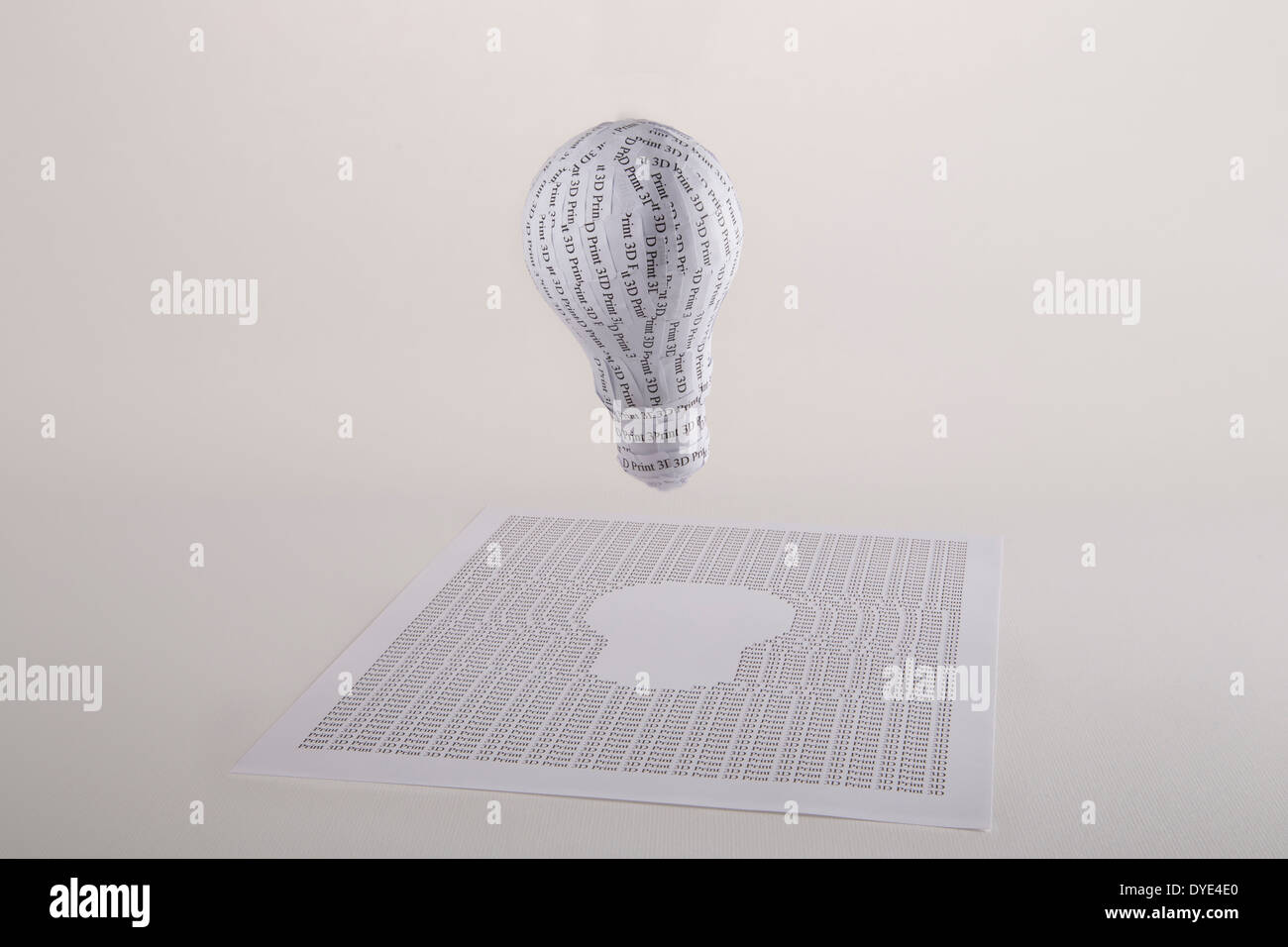 3D gedruckte Glühbirne Konzept: von der Idee zum rapid Prototyping. Stockfoto