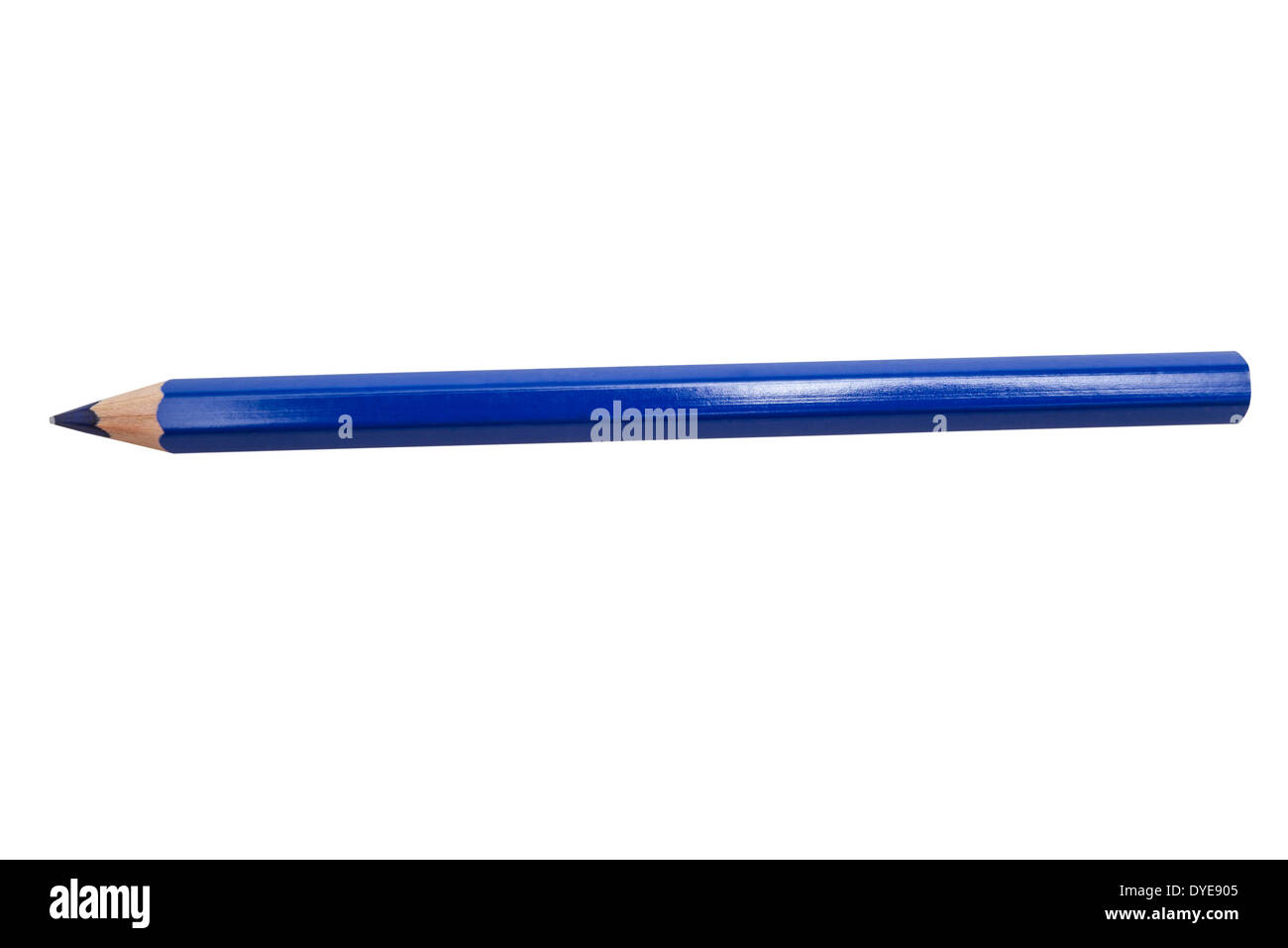Farbe Blau Bleistift isoliert auf weißem Hintergrund Stockfoto