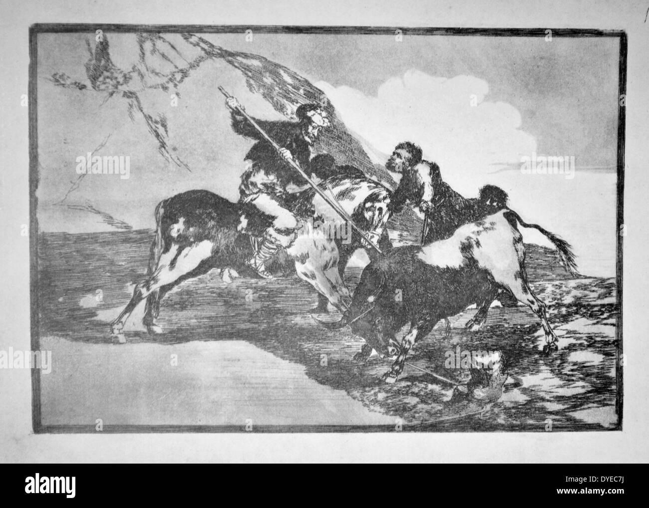 La Tauromachie (Stierkampf) von Francisco Goya (1746-1828) Spanisch romantische Maler und Graphiker. Vom 1816 Stockfoto
