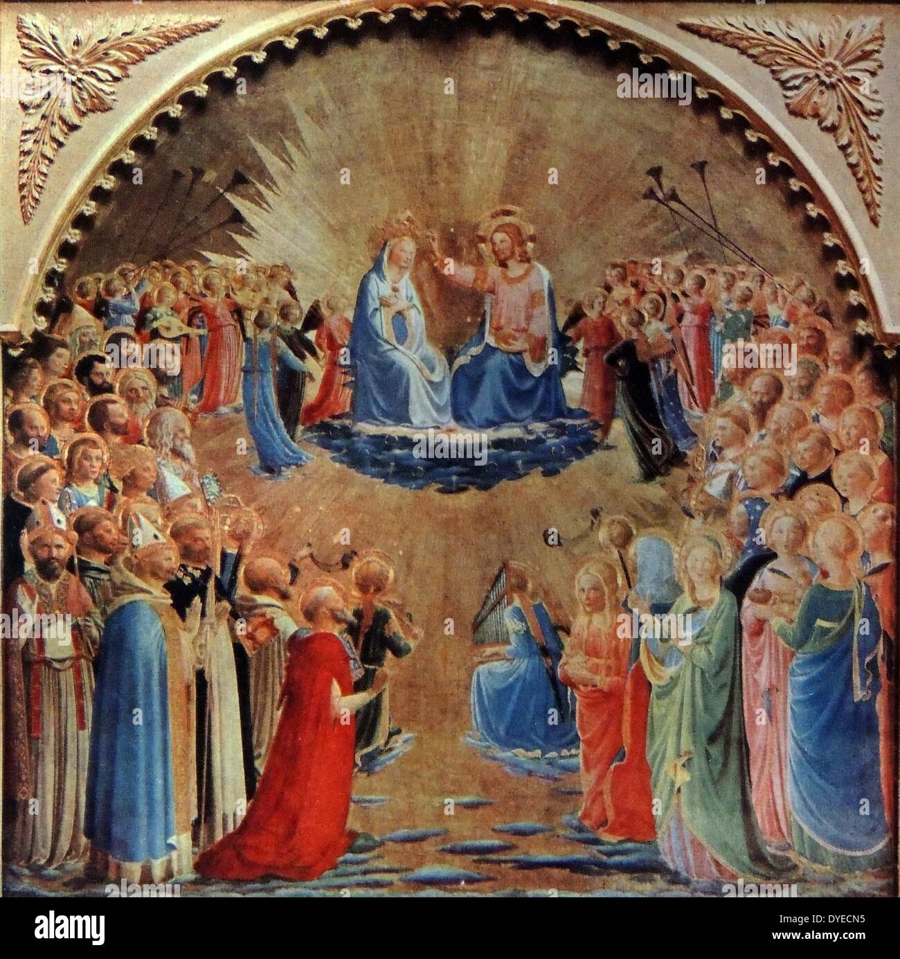 Die Krönung der Jungfrau Maria' von der italienischen Renaissance Maler Fra Angelico (1395 - 1455). In den Uffizien von Florenz. Vom 1432 Stockfoto