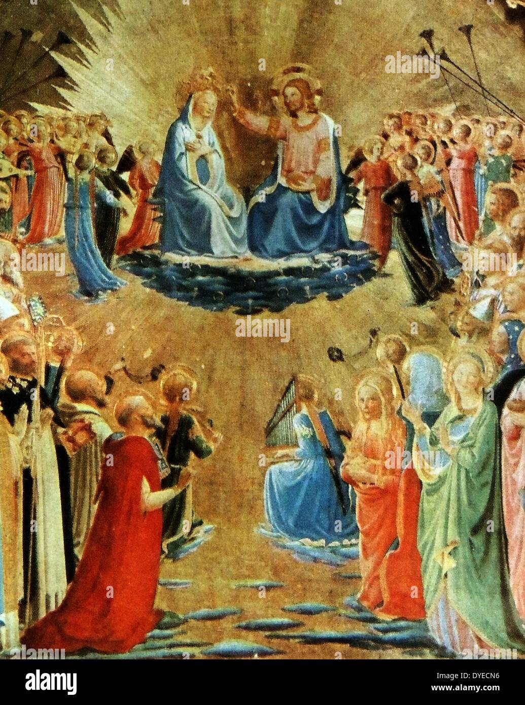 Die Krönung der Jungfrau Maria' von der italienischen Renaissance Maler Fra Angelico (1395 - 1455). In den Uffizien von Florenz. Vom 1432 Stockfoto