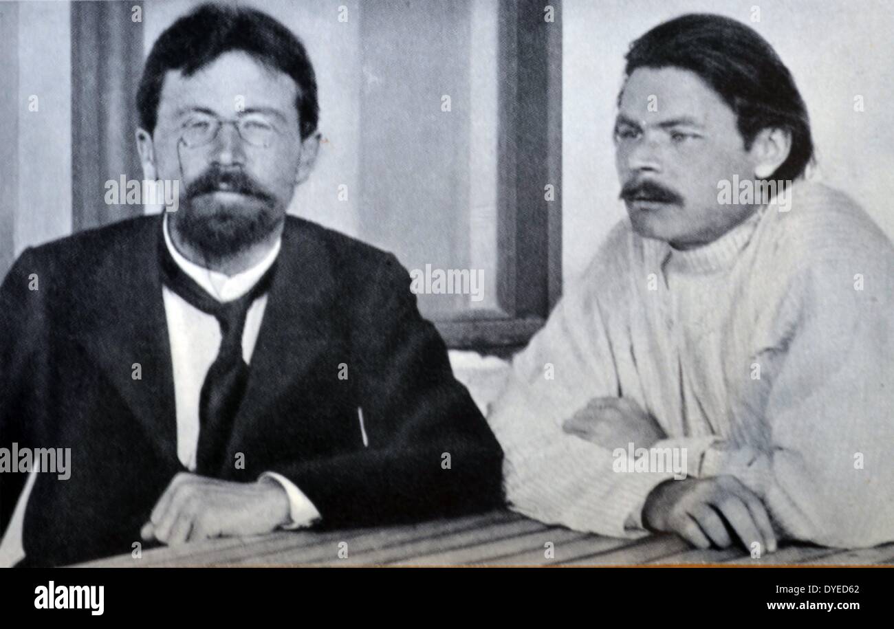 Foto von Anton Tschechow (1860 - 1904) und Maxim Gorki (1868 - 1936) Tagung in Jalta. Vom 1900 Stockfoto Foto von Anton Tschechow (1860 - 1904) und Maxim Gorki (1868 - 1936) Tagung in Jalta. Vom 1900 Stockfoto