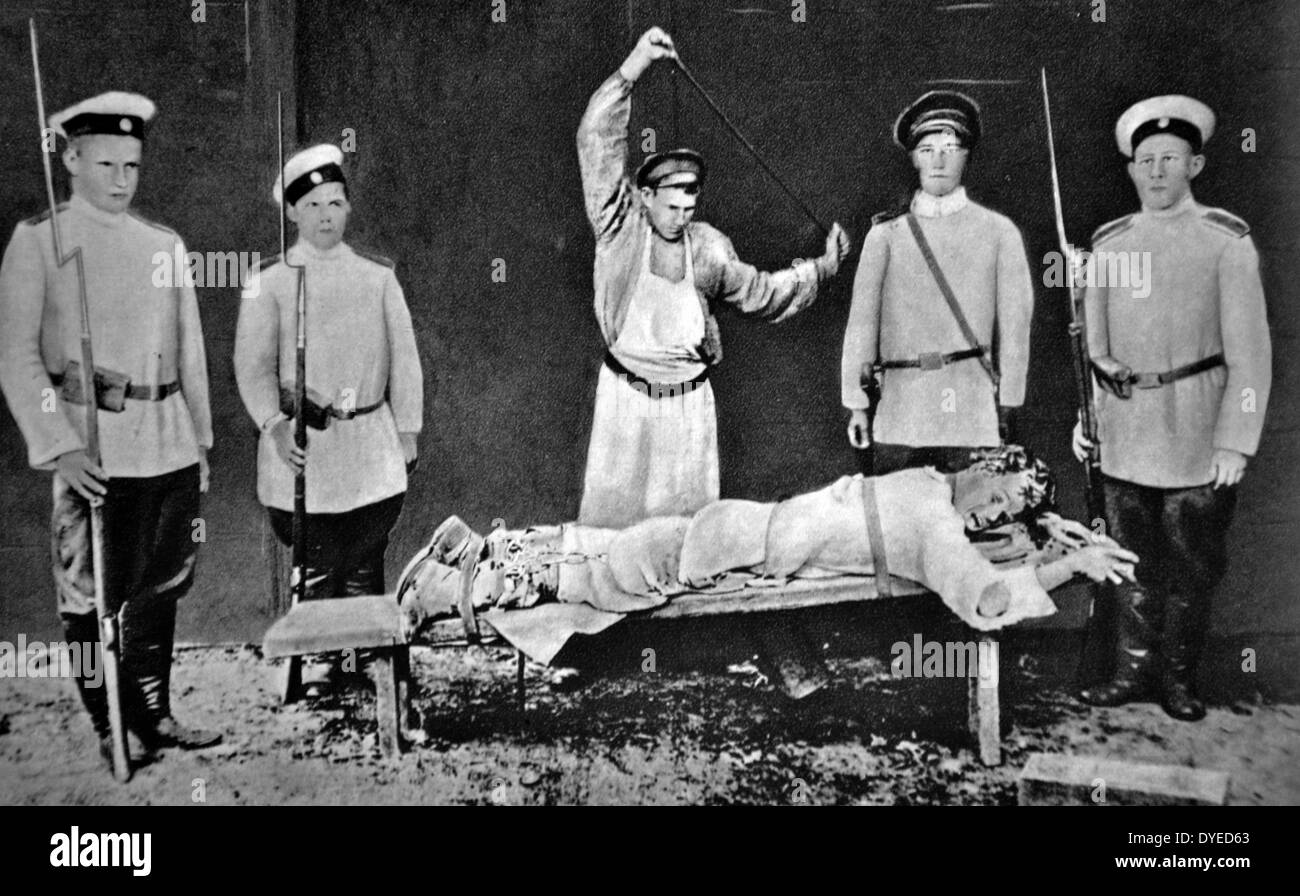 Russischen Gefangenen, brutal gefoltert. Vom 1904. Stockfoto