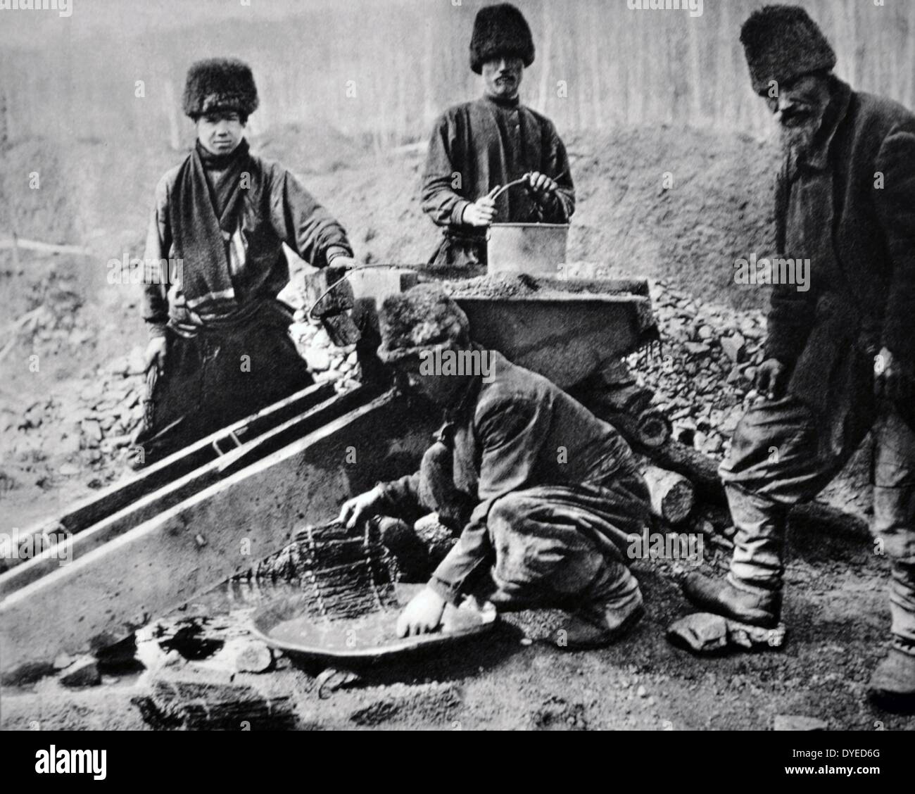 Foto der Arbeitnehmer in der Gold Fields in Lena. Die goldenen Felder in Lena waren unter den Reichsten der Welt zu der Zeit. Vom 1909 Stockfoto