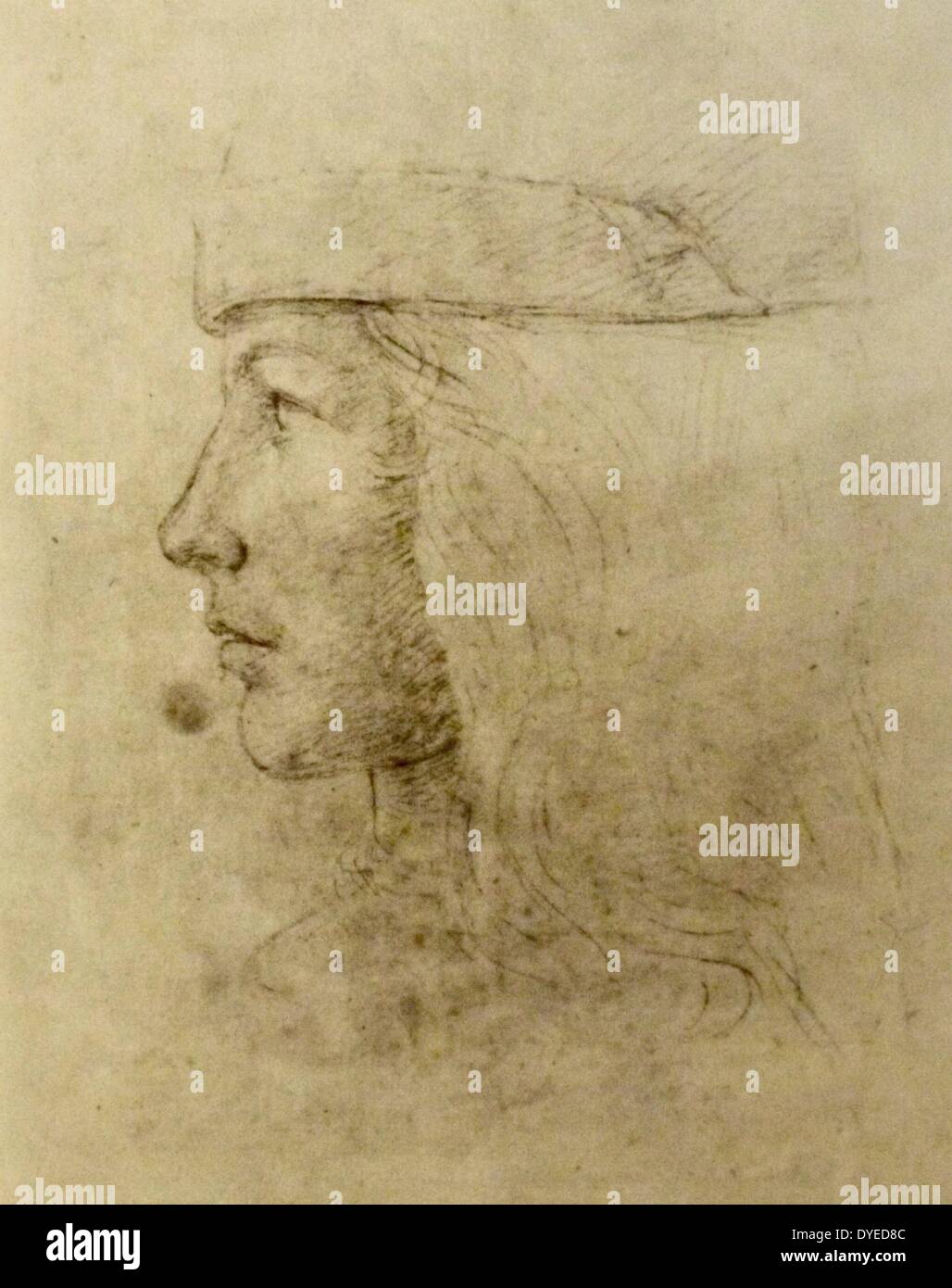 Unvollständige Skizze eines Leiter einer Jugend trägt eine Kappe von Pietro Perugino (1446 - 1523) Italienische Renaissance Maler der Umbrischen Schule. Vom 15. Jahrhundert Stockfoto