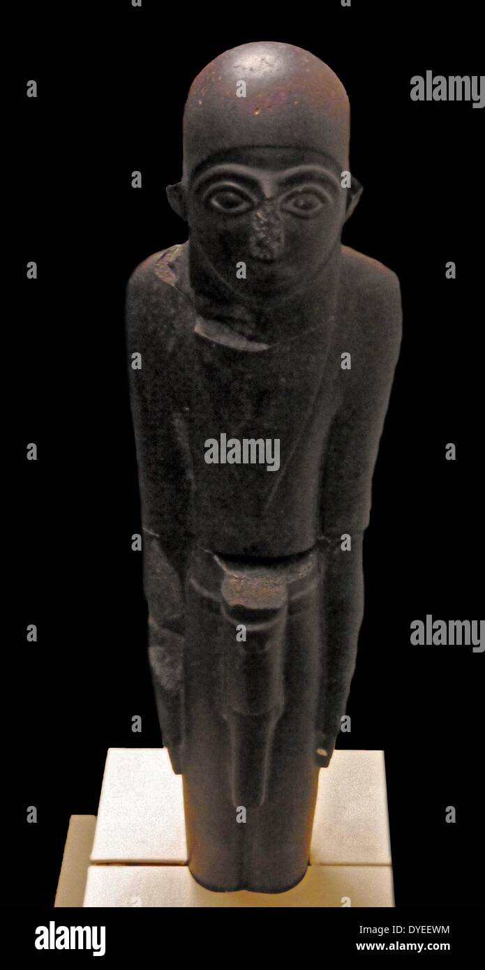 Basalt Statuette "acGregor Mann" 3100 v. Chr. polierten schwarzen Basalt Abbildung Stockfoto