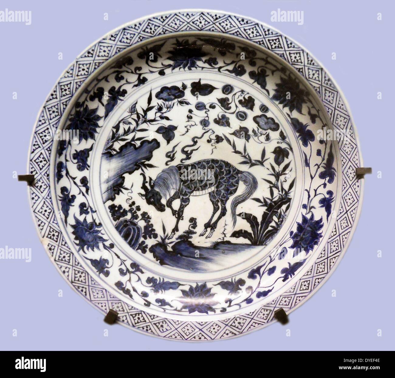 Porzellan-Pinsel-Topf 1630 n. Chr. Stockfoto