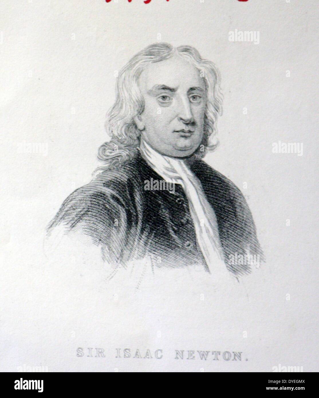 Sir Isaac Newton (1642-1727) war ein englischer Physiker und Mathematiker, ist weithin als einer der einflussreichsten Wissenschaftler aller Zeiten und als eine zentrale Figur in der wissenschaftlichen Revolution betrachtet. Stockfoto