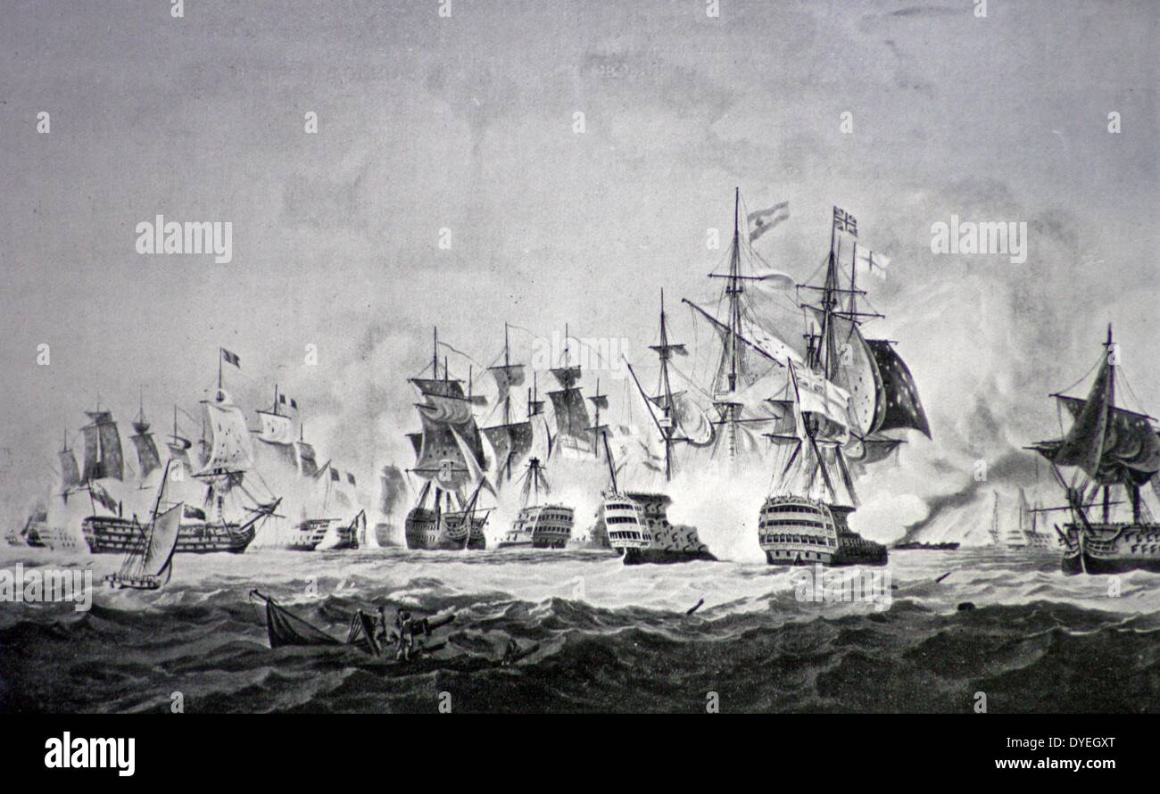 Die Schlacht von Trafalgar, 21. Oktober, 1805 war ein naval Engagement von der britischen Royal Navy gegen die kombinierten Flotten der französischen Marine und Spanische Marine gekämpft, während des Krieges von der Dritten Koalition der Napoleonischen Kriege. Stockfoto