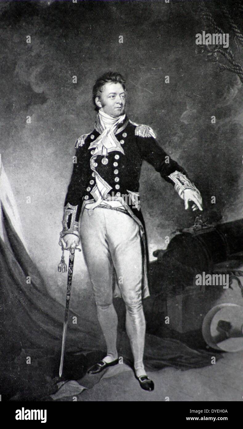 Sir Philip Vere Brach (1776-1841) durch die Ausbildung von seinen Männern richtig in schießwesen - Kapitän brach zeigten, dass britischer Seeleute tun als auch die Amerikaner und in der H.M.S. Shannon die U.S.S. erfasst Chesapeake. Leider ist die Wunde, die er in dieser Aktion ihn wieder eingesetzt werden verhindert. Stockfoto