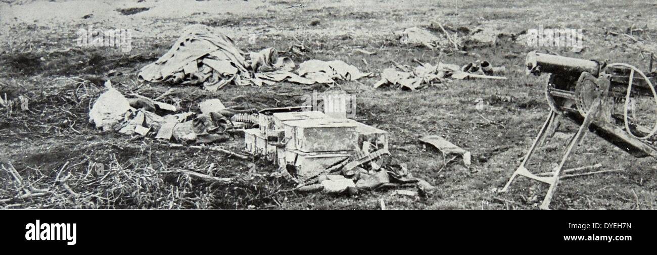 Weltkrieg 1 - Waffen Munition Boxen, durch den Feind aufgegeben, bei ihrem Rückzug. 1915 Stockfoto