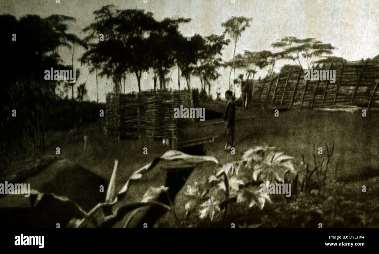 Weltkrieg - Französisch afrikanischen Befestigungsanlagen an Doume (in der französischen Kolonie Kamerun). 1915 Stockfoto