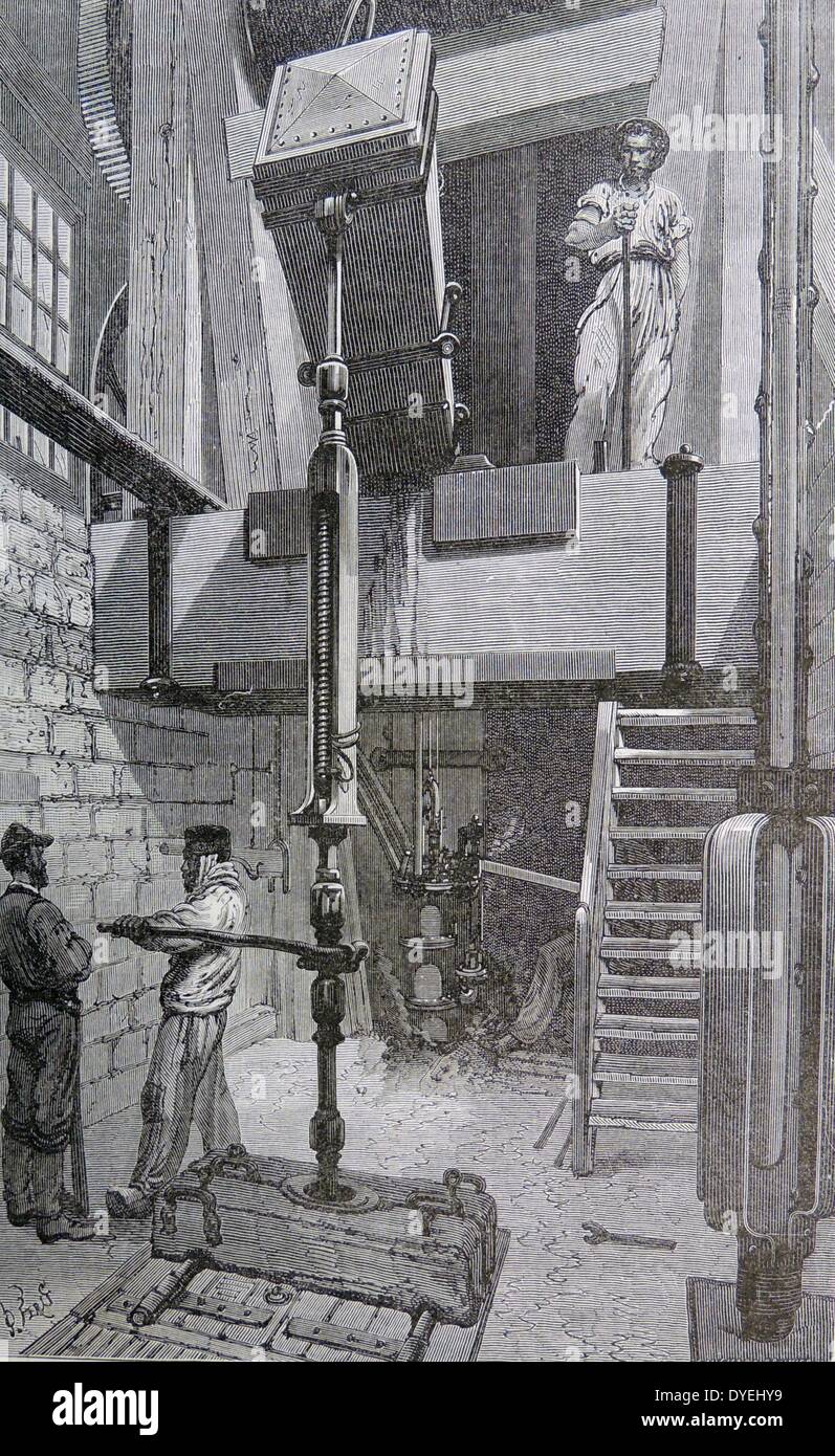 Bohren ein Schacht, in Nordfrankreich. Gravur, Paris, c 1885. Stockfoto