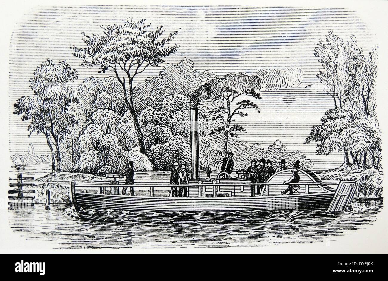 Schottische Ingenieur William Symington's (1763-1831) Die zweite Steamboat 'Charlotte Dundas' c 1802. Stern Paddel mit Pleuel und kurbeln Sie den Motor wie durch James Watt erfunden. Gravur c 1880. Stockfoto