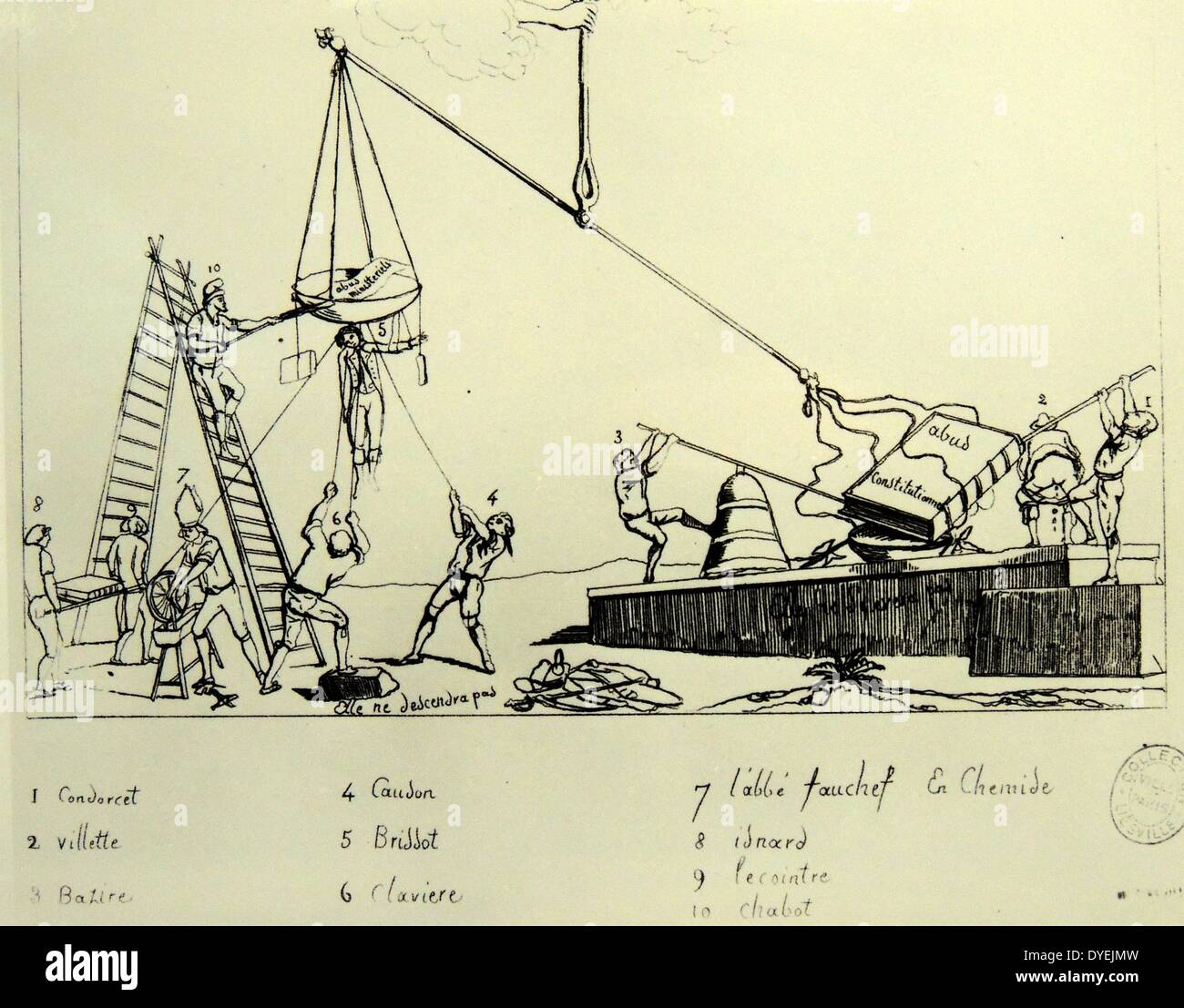 Die Balance des Abus (das Gleichgewicht zwischen den Missbrauch von Macht und die Verfassung) Französische politische Karikatur der Revolution Zeitraum ca. 1789-93 Stockfoto