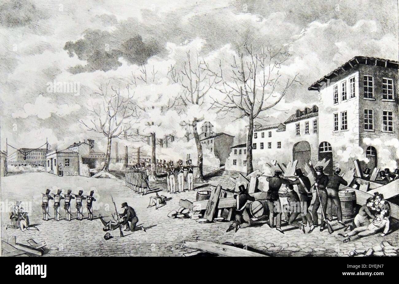 Schlacht De La legen Bernadines in Lyon, Frankreich 1831. Stockfoto