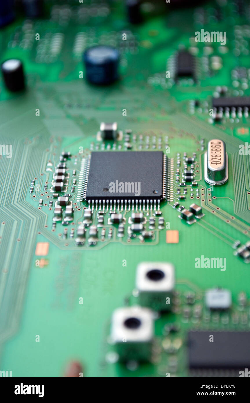 Detail der integrierten Platine mit chip Stockfoto