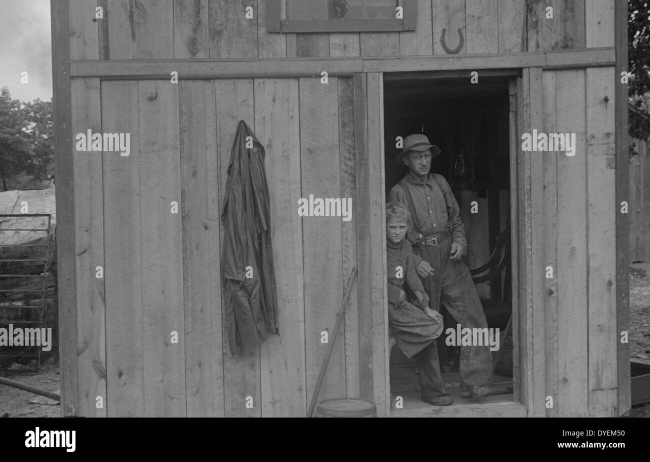 Bewohner in Circleville Hooverville, Zentrum von Ohio. Sommer 1938. Stockfoto