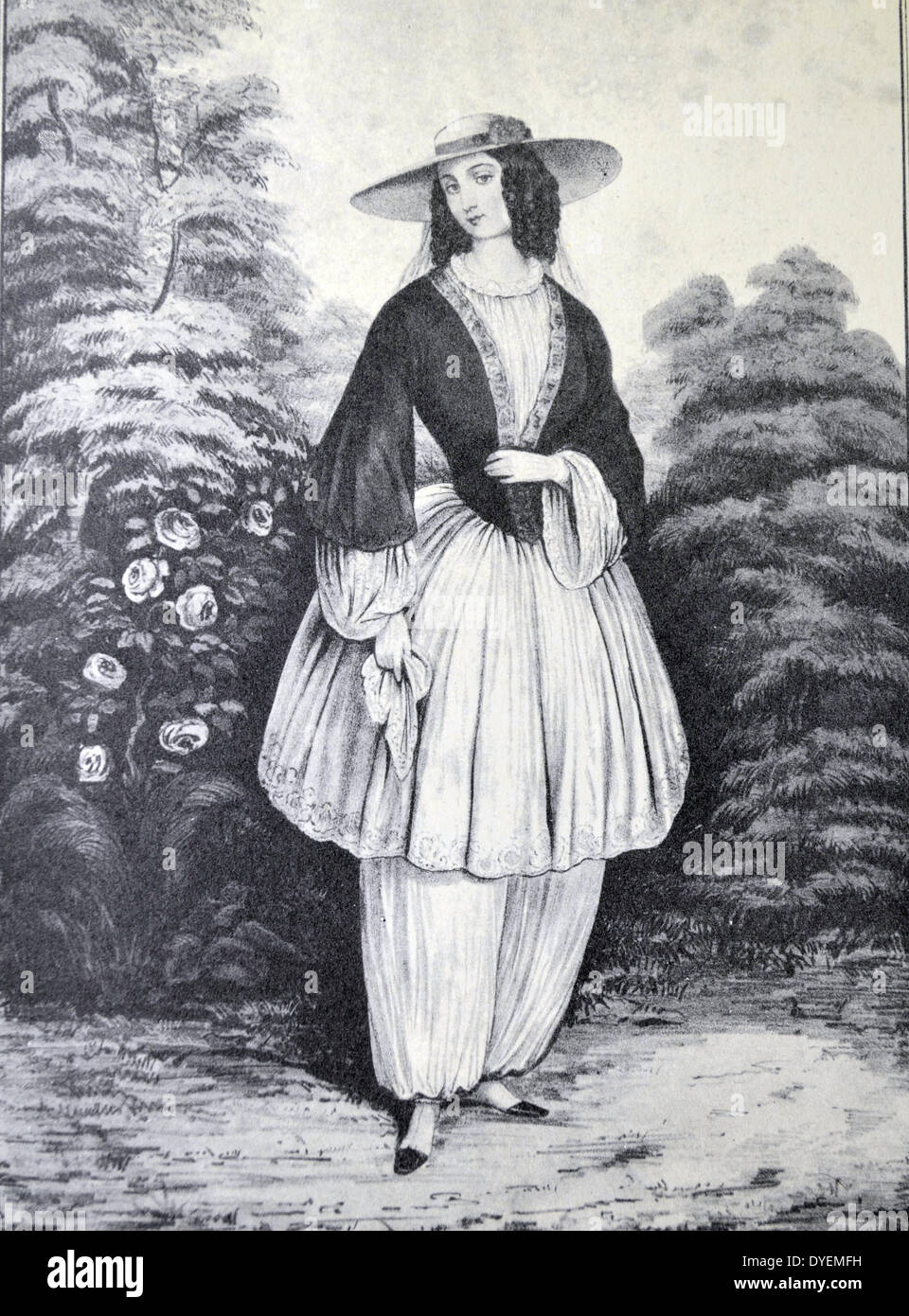Currier & Ives Illustration des 19. Jahrhunderts. Das Bloomer-Kostüm Stockfoto
