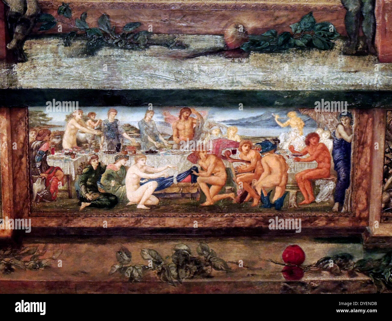 Die Geschichte von Troy, Links unvollendet, von Edward Burne-Jones, (geboren 1833, gestorben 1898) im Jahre 1889. Öl auf Leinwand. Dieses Design für eine dreidimensionale Arbeiten die Kombination von Architektur, Malerei und Skulptur wurde nie vollendet. Das Thema ist aus der Ilias von Homer, beschreibt den Krieg zwischen Griechen und Trojanern, verursacht durch die Entführung des spartanischen Königin, Helen, von dem Trojaner Prinz, Paris. Birmingham Museum. Stockfoto