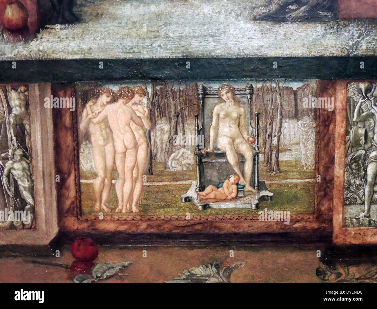 Die Geschichte von Troy, Links unvollendet, von Edward Burne-Jones, (geboren 1833, gestorben 1898) im Jahre 1889. Öl auf Leinwand. Dieses Design für eine dreidimensionale Arbeiten die Kombination von Architektur, Malerei und Skulptur wurde nie vollendet. Das Thema ist aus der Ilias von Homer, beschreibt den Krieg zwischen Griechen und Trojanern, verursacht durch die Entführung des spartanischen Königin, Helen, von dem Trojaner Prinz, Paris. Birmingham Museum. Stockfoto