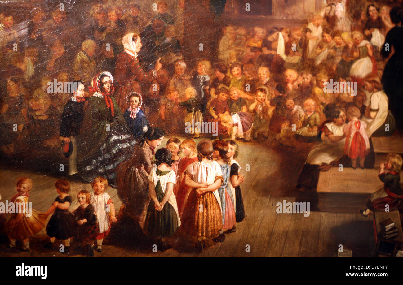 Detail von "Ann Street School, Birmingham, 1855 (Öl auf Leinwand), Green, Alfred H. blühte (1844-62) an der Birmingham Museum & Art Gallery gehalten Stockfoto