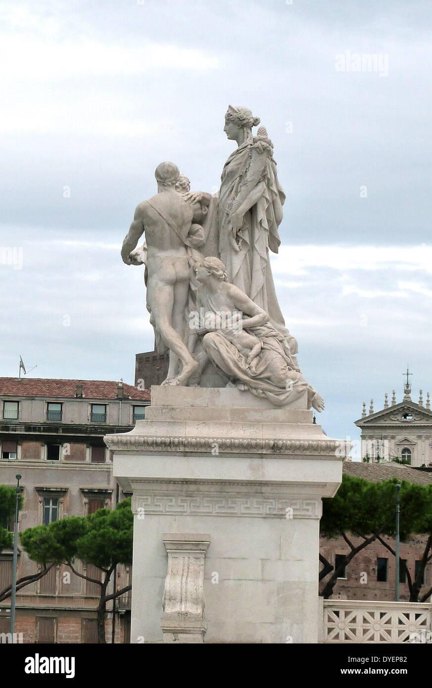 Detail einer Statue am Monumento Nazionale a Vittorio Emanuele II oder 'Il Vittoriano" ist ein Monument in Rom erbaute König Victor Emmanuel, der erste König von einer einheitlichen Italien zu ehren. Geöffnet: 1925; durch den Architekten Giuseppe Sacconi Stockfoto