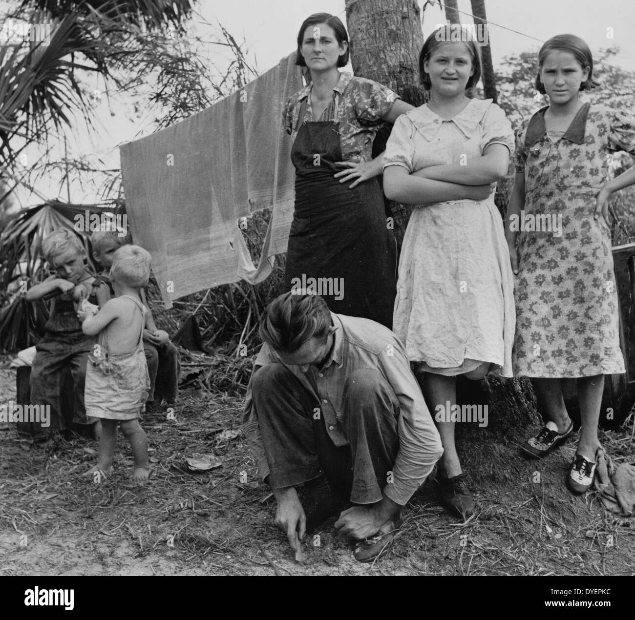 Zugewanderten Arbeiter Familie, Haus Arbeiter packen. Kanal-Punkt, Florida von Marion Post Wolcott, 1910-1990, Fotograf 19390101 Stockfoto
