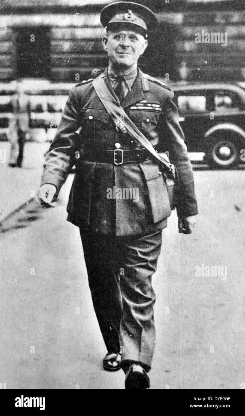 Weltkrieg zwei: britische Befehlshaber, General Gort. Feldmarschall John Gort, (10. Juli 1886 - 31. März 1946) war ein britischer und anglo-irischen Soldaten. Während der 1930er Jahre diente er als Leiter der kaiserlichen Generalstab bekannt für Kommandeur der britischen Expeditionskorps an Frankreich im ersten Jahr des Zweiten Weltkrieges, die aus Dünkirchen evakuiert wurde. Gort diente später als Gouverneur von Gibraltar und Malta, und Hohen Kommissar für Palästina. Stockfoto