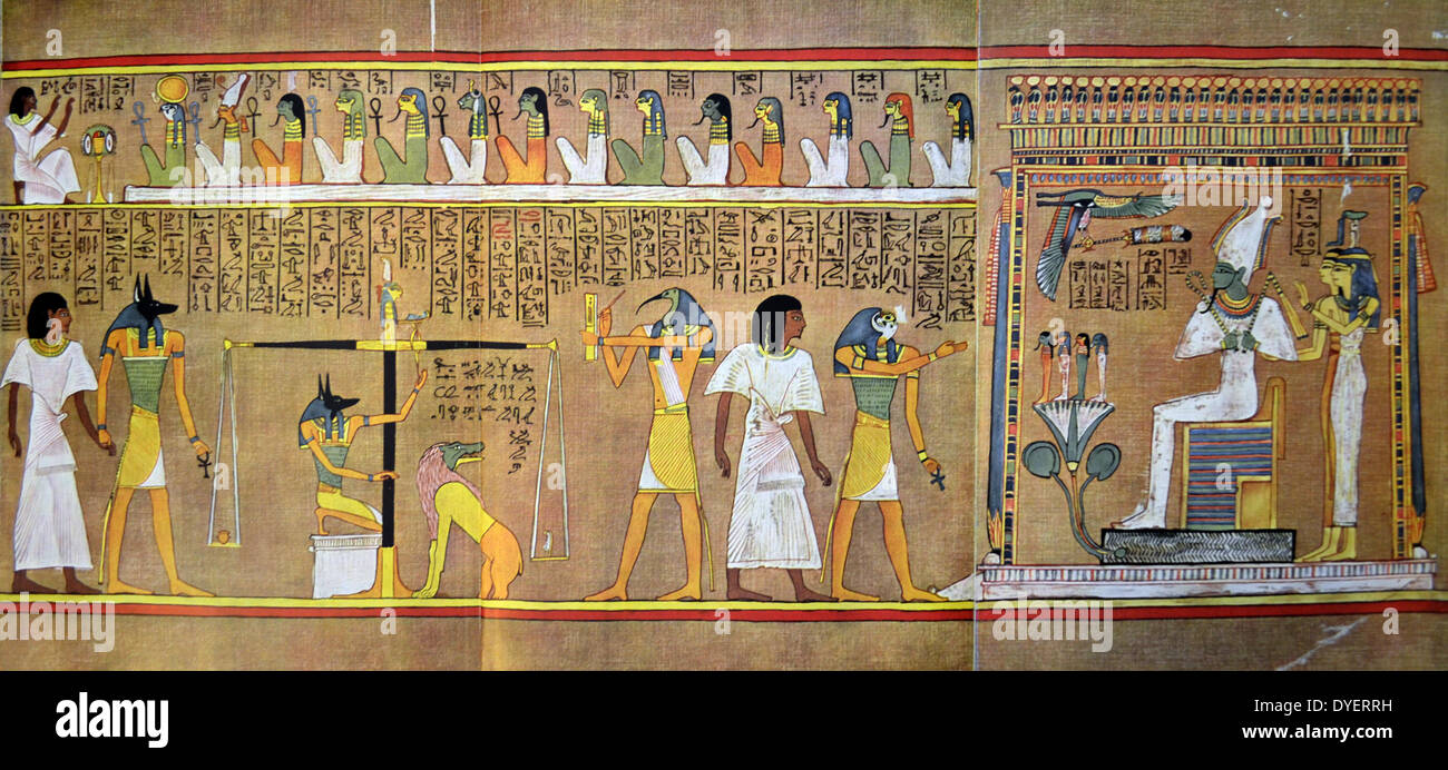 Schriftrolle des Hunefer, ägyptische Buch der Toten Stockfoto