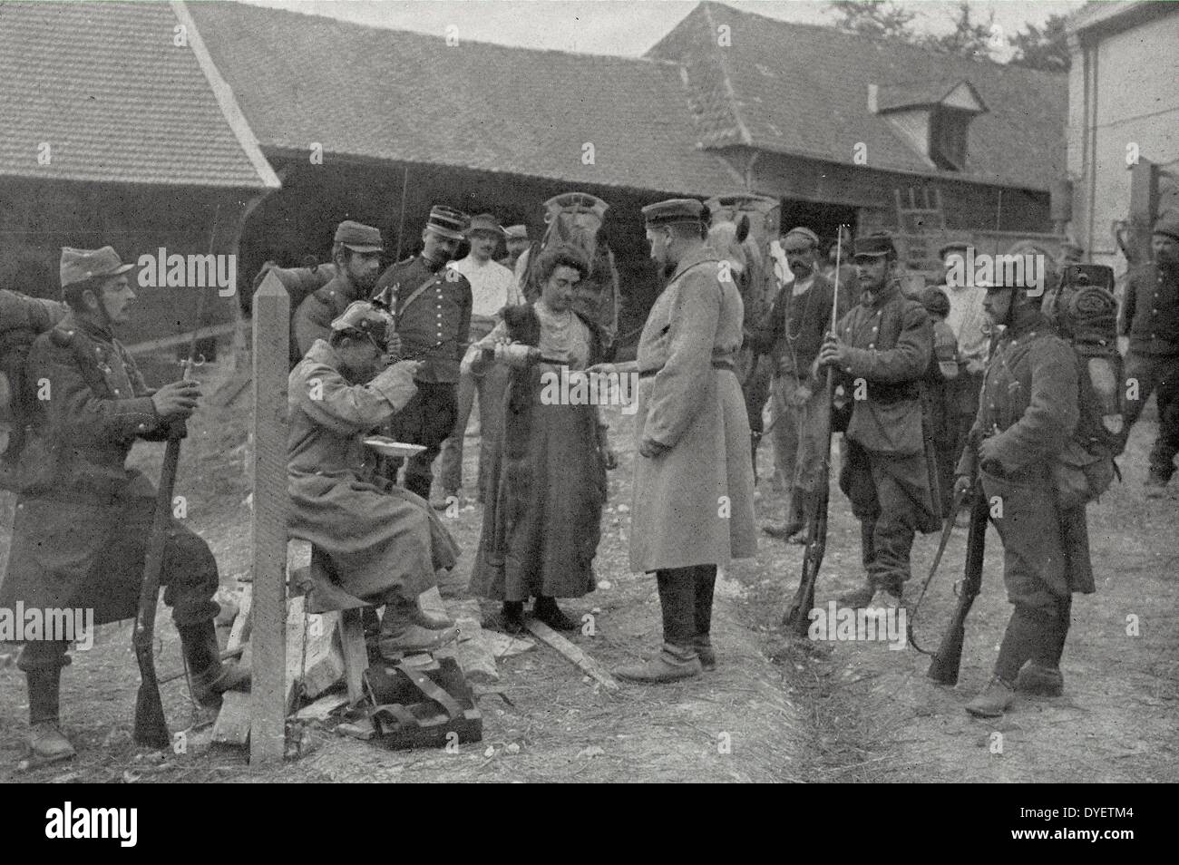 Deutsche Kriegsgefangene von französischen Truppen gefangen genommen. Weltkrieg eine 19140101 Stockfoto