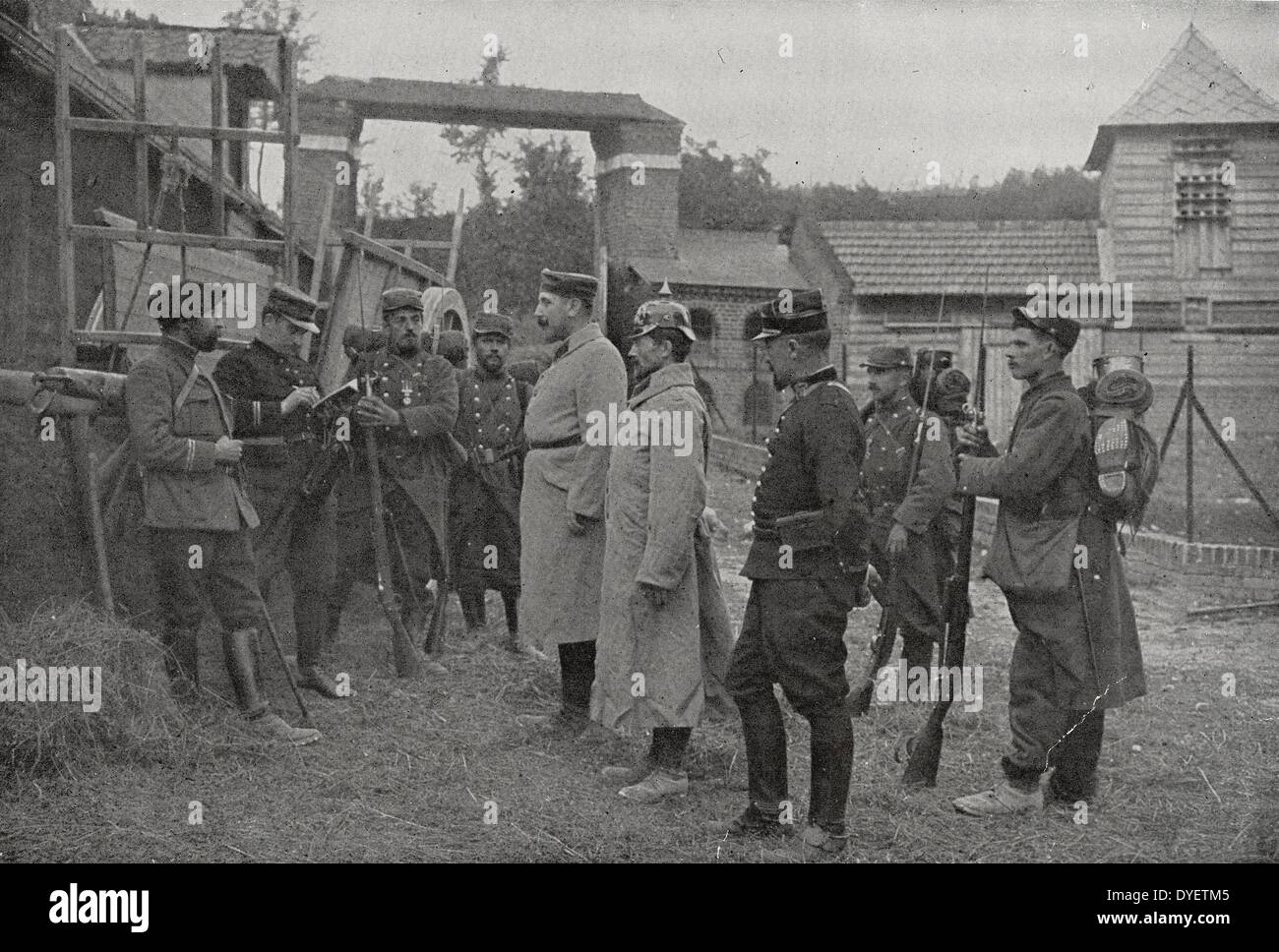 Deutsche Kriegsgefangene von französischen Truppen gefangen genommen. Weltkrieg eine 19140101 Stockfoto