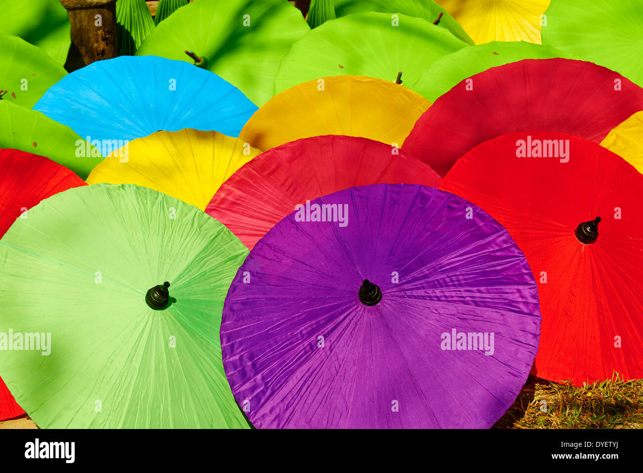 Thailand, Chiang Mai, Sonnenschirm am Borsang Kunsthandwerk Dorf Stockfoto