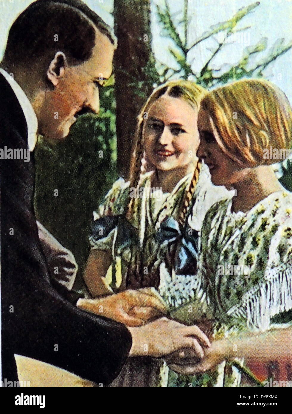 Deutsche Mädchen Jungen arischen Typ gezeigt, Adolf Hitler, Bayern, Deutschland 1934 Gruß Stockfoto