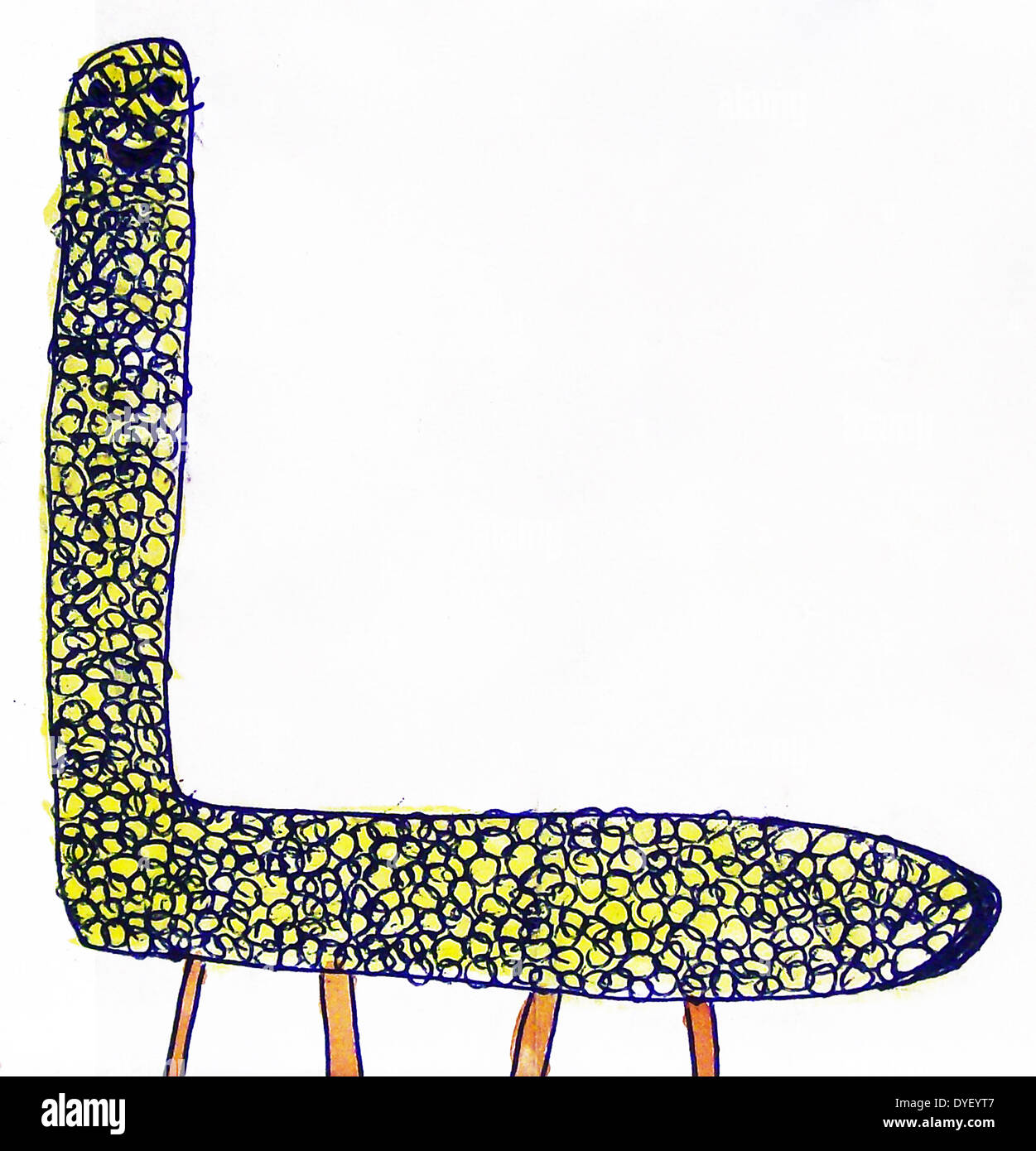 Kind Kunst. Bild einer Giraffe von einem Mädchen im Alter von sechs Jahren und elf Monaten. Stockfoto