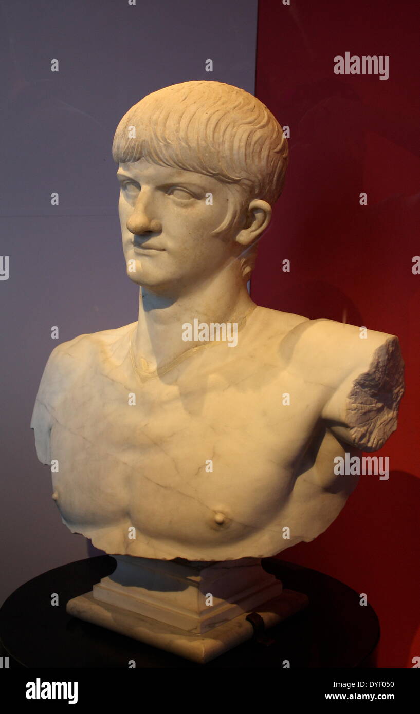 Marmor Büste des römischen Kaisers Nero. Zwischen 54-59 AD. Roman. Stockfoto