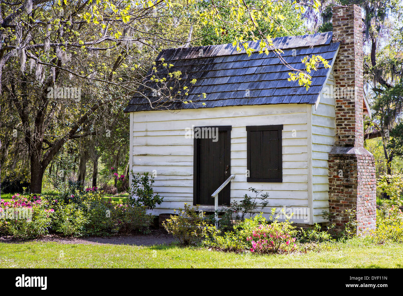 Original Slave Viertel im Magnolia Plantation 10. April 2014 in Charleston, SC. Stockfoto