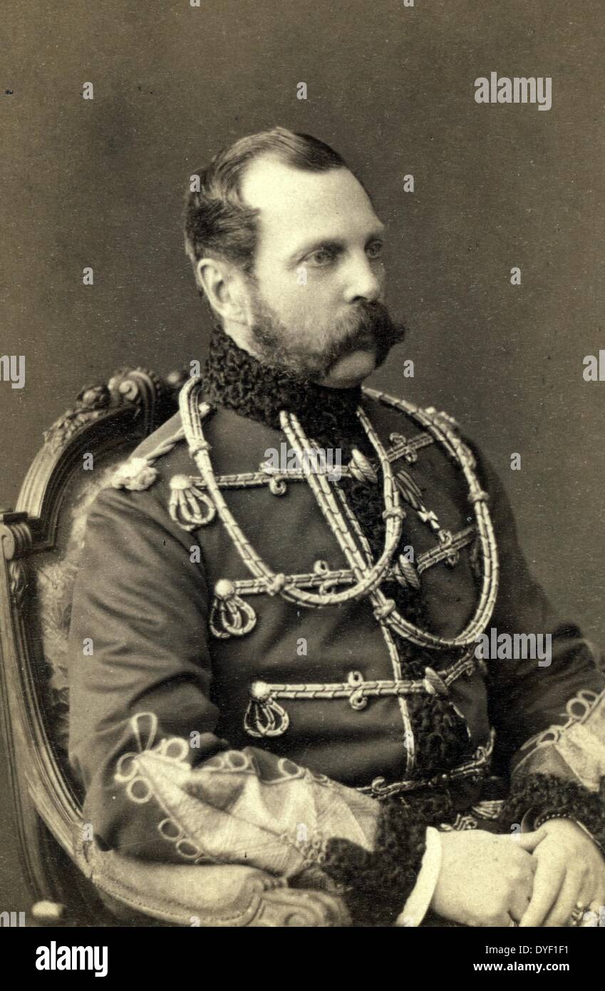 Zar Alexander II, Kaiser von Russland, Brustbild, sitzend, mit Blick direkt zwischen 1870 und 1886. Stockfoto