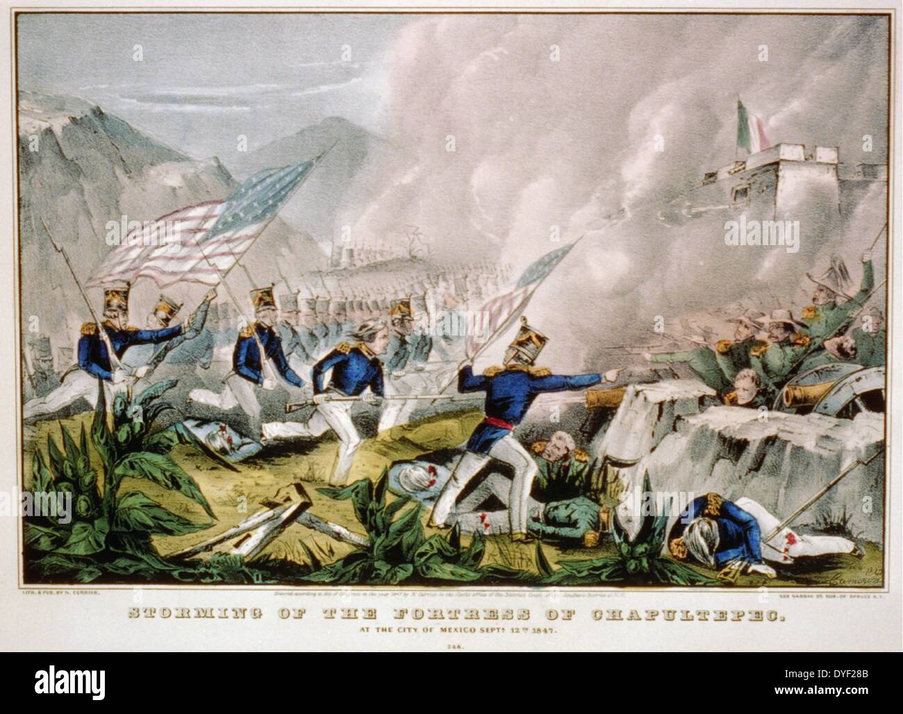 Sturm auf die Festung von Chapultepec: an der Stadt von Mexiko 12. September 1847 von N. Currier. Datiert 1847 Stockfoto
