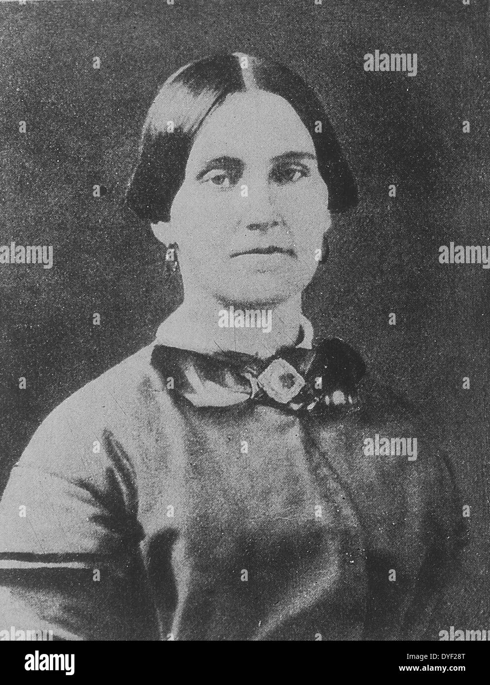 Mary Elizabeth Jenkins Surratt (1820 oder 1823 - Juli 7, 1865) American Boarding house Besitzer, der sich an der Verschwörung, Präsident Abraham Lincoln zu ermorden überführt wurde. Zum Tode verurteilt, wurde sie gehängt, die erste Frau von der vereinigten Bundesregierung Mitgliedstaaten ausgeführt. Stockfoto
