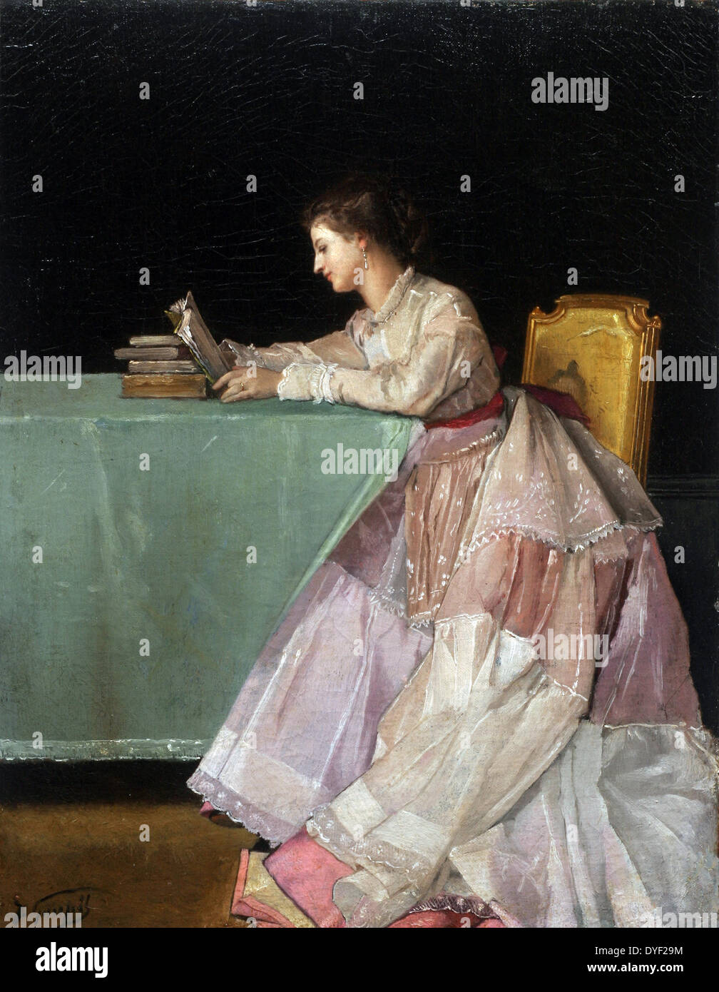 Französisch sitzende Frau von Jules Adolphe Goupil 1839-1883. Vom 1870 Stockfoto