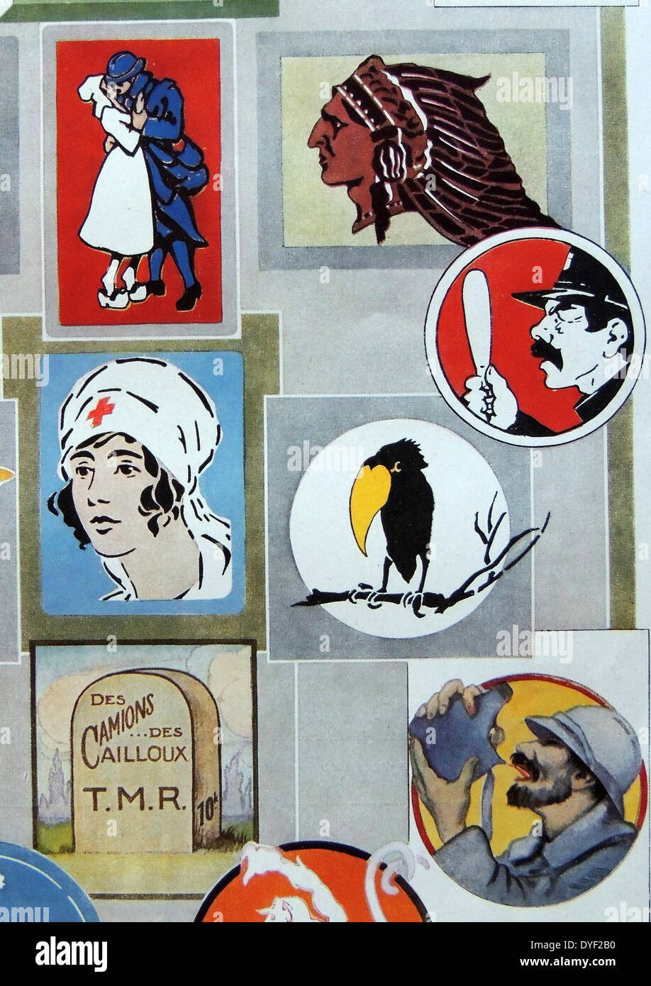 Abzeichen der verschiedenen motorisierte Korps, die zu der französischen Armee während des zweiten Weltkrieges eine Stockfoto
