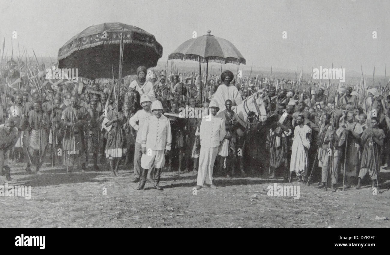 Französisch-kolonialen Besitzungen in Afrika während des Zweiten Weltkrieges ein, Kamerun. Hier lokale Chiefs Treffen mit französischen kolonialen Beamten. 1915 Stockfoto