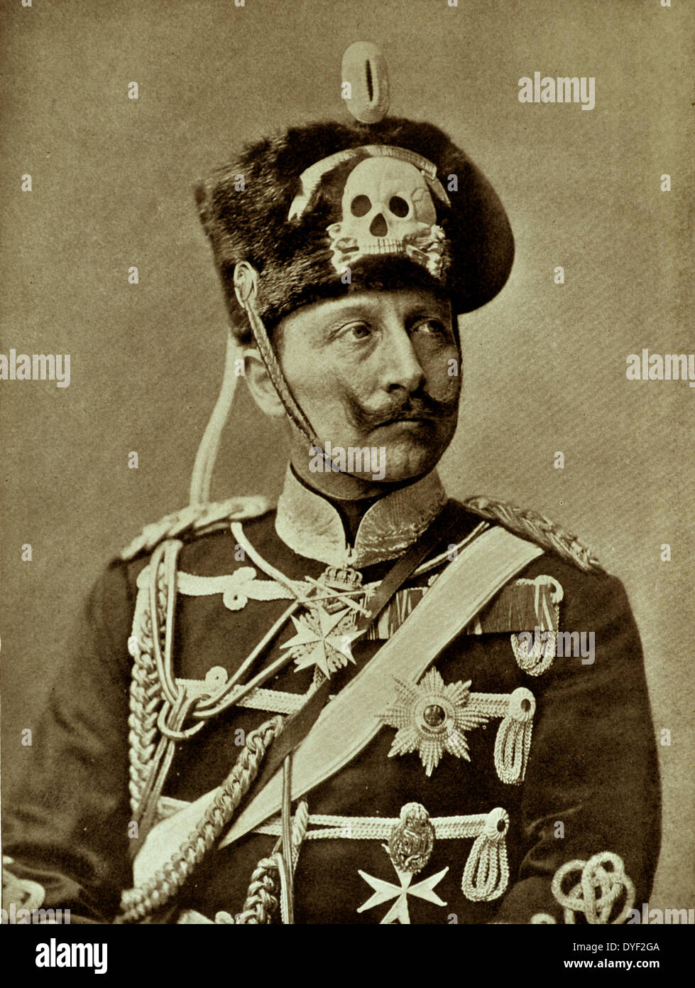 Wilhelm II. oder William II (Friedrich Wilhelm von Preußen); vom 27. Januar 1859 - vom 4. Juni 1941) wurde der letzte deutsche Kaiser (Kaiser), König von Preußen, dem Deutschen Reich und dem Königreich Preußen, vom 15. Juni 1888 bis 9. November 1918. Stockfoto