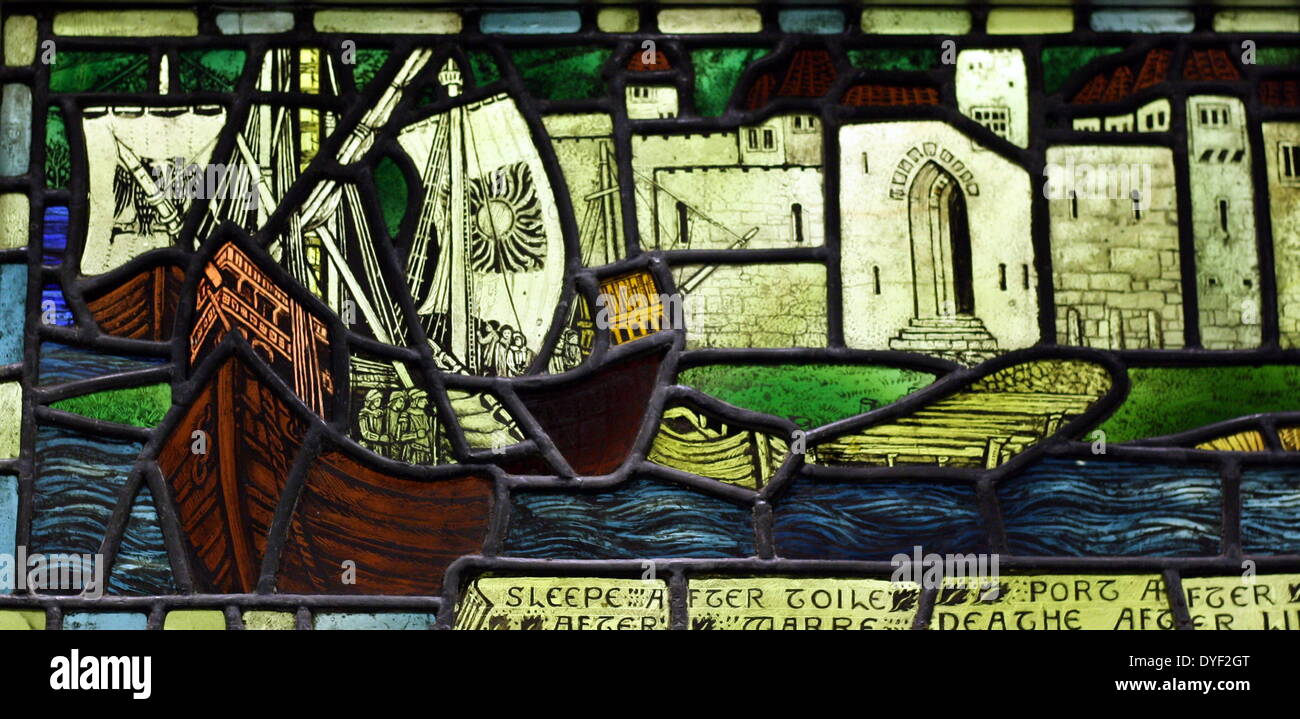 Schlaf nach Toile von Mary Newill. Glasmalerei Panel in zwei Teile. Circa 1905. Stockfoto
