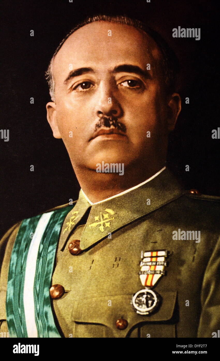Portrait Foto von Francisco Franco, Spanische Heerführer und Staatsmann, der Diktator von Spanien wurde. Er regierte von 1936 bis zu seinem Tod im Jahr 1975. Er wurde 1892 geboren. Stockfoto