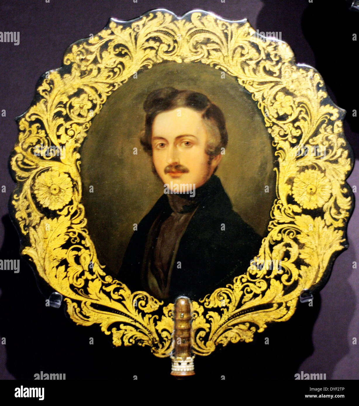 Porträt eines Mannes, der von Gold leafing umgeben, ca. 19. und 20. Jahrhunderts. Künstler unbekannt. Statt in Birmingham Museum für Geschichte und Kunst. Stockfoto